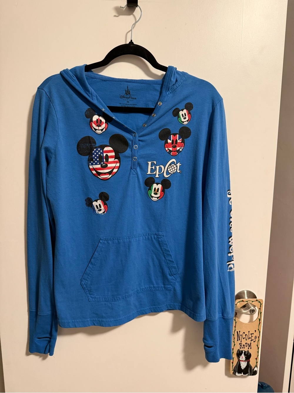 Disney Blue Epcot Mickey Faces Hooded Pullover for Kids